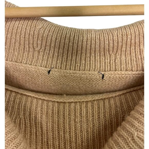 Paige Revolve Sweater Womens Large Tan Camel Off Shoulder Foldover Wool Pullover - Picture 6 of 13